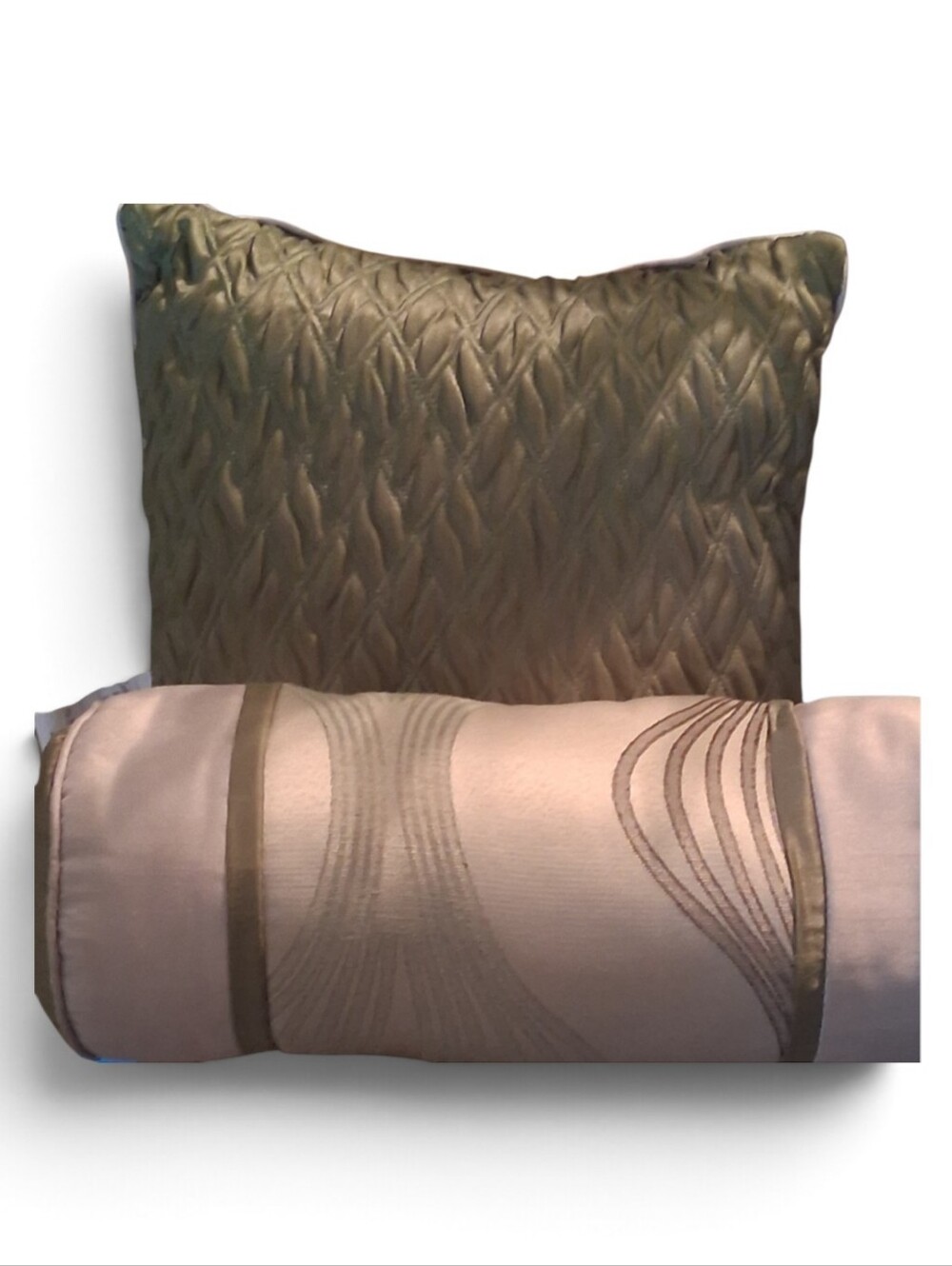 Textured Olive and Taupe Decorative Pillow Set -